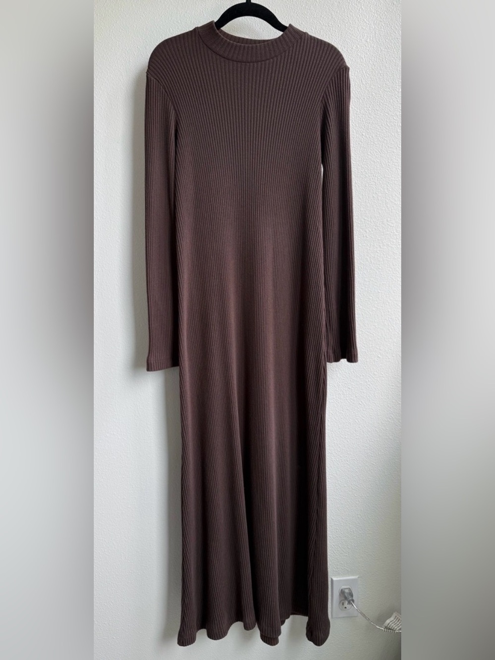 Christy Dawn Rib ed Chocolate Brown Long Sleeve Charlie Dress